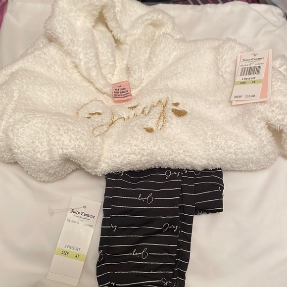 NWT Juicy couture girls 2piece set.Size 4t. Fleece hoody with branded leggings. - Picture 2 of 15